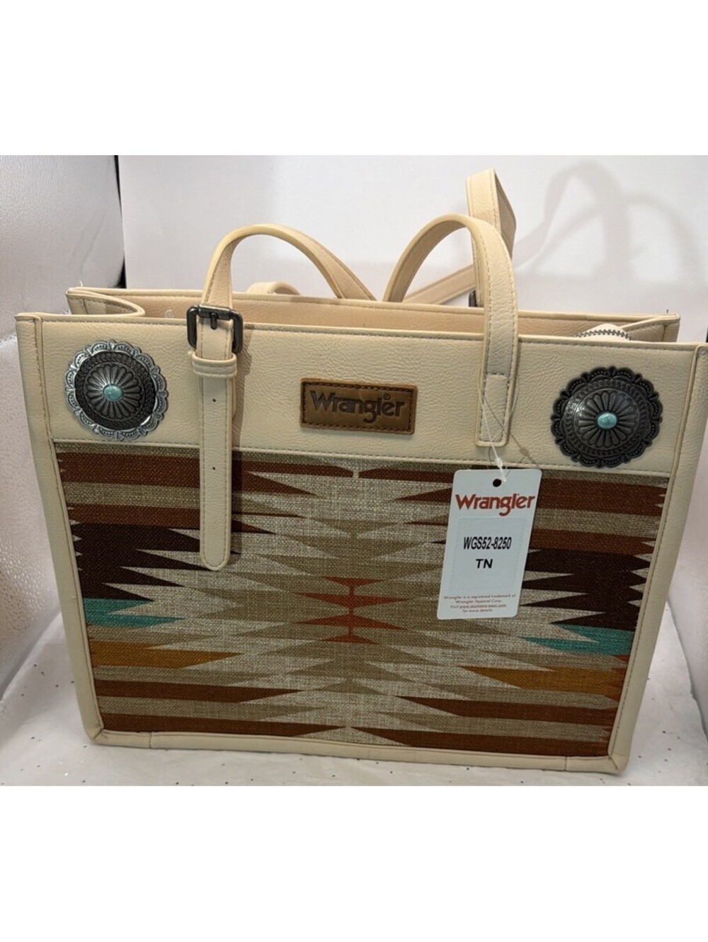 Wrangler Conceal Carry Aztec Print Tote Shoulder Bag Tan Western Purse NEW